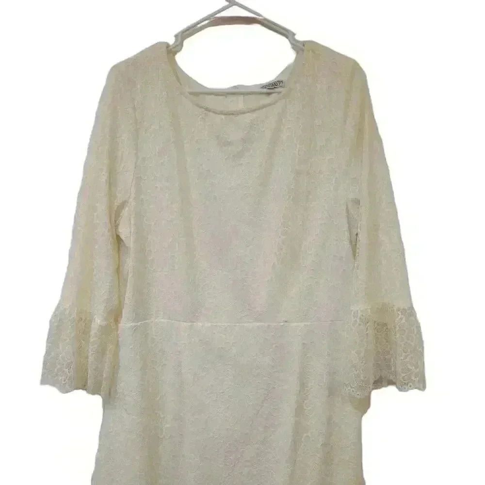 Sweet Salt Women's Ivory Stretch Lace Lined Modest Dress - Picture 2 of 13